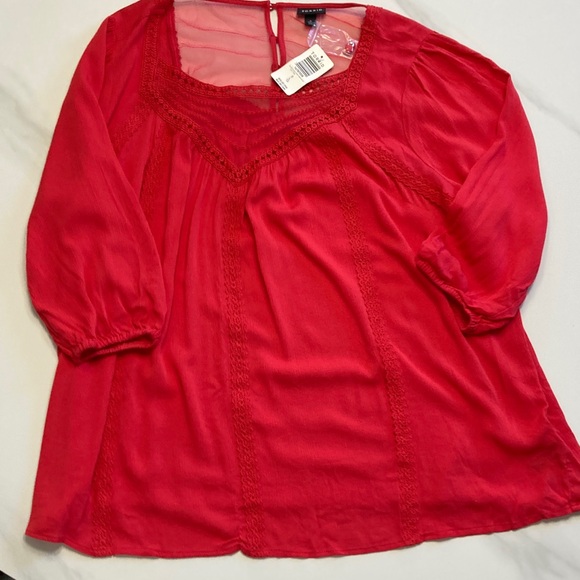 Torrid Scarlet Lace-Trim Blouse - Picture 2 of 6